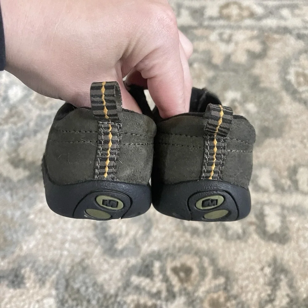Merrell Jungle Moc Kids Sz 7 Child Dark Green Suede Slip On Loafer